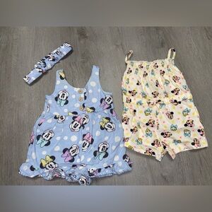 Disney Baby Minnie Mouse Romper Bundle Girls Size 0-3 Months